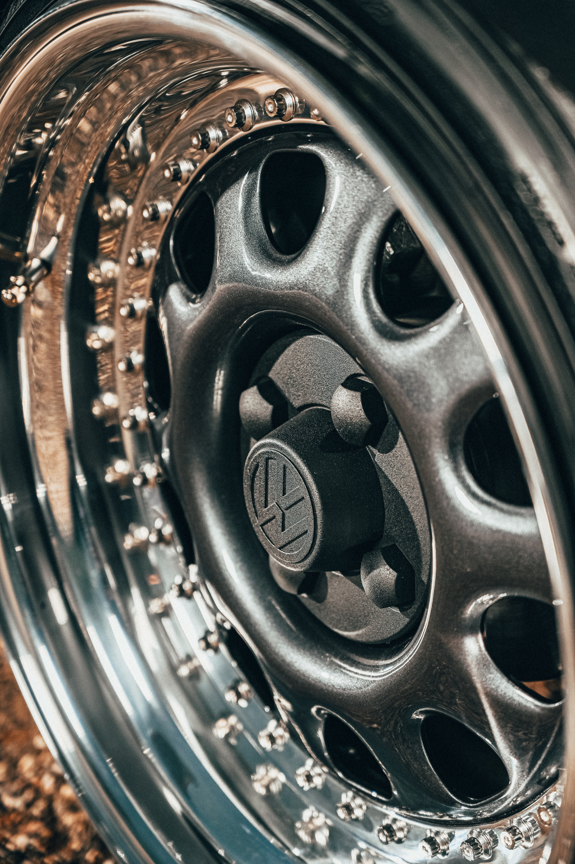 Stylish steel wheel of car